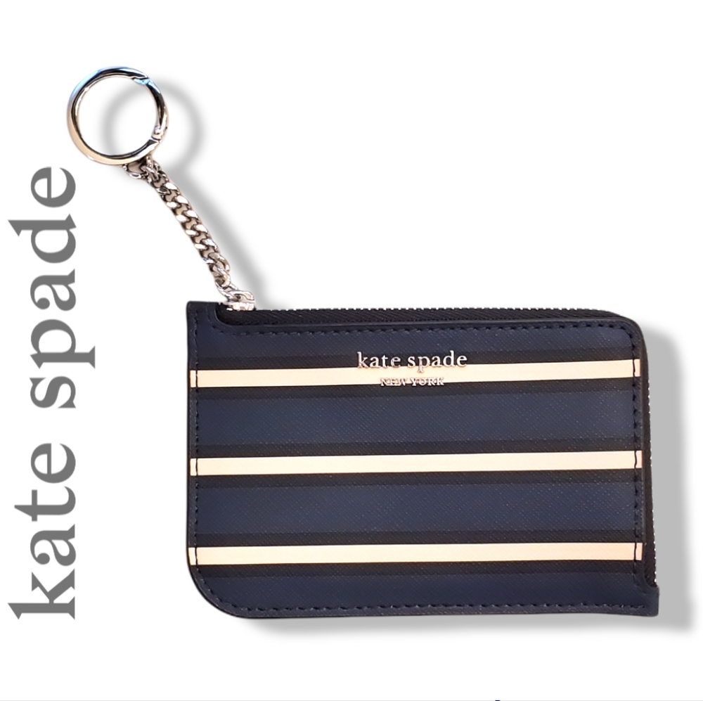 Kate Spade Cameron York Stripe Card Holder & Key Ring